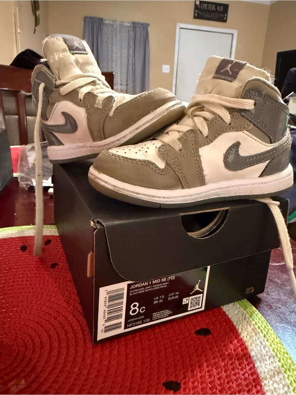 Jordan Kids Mid-Top Sneakers in Gray and White